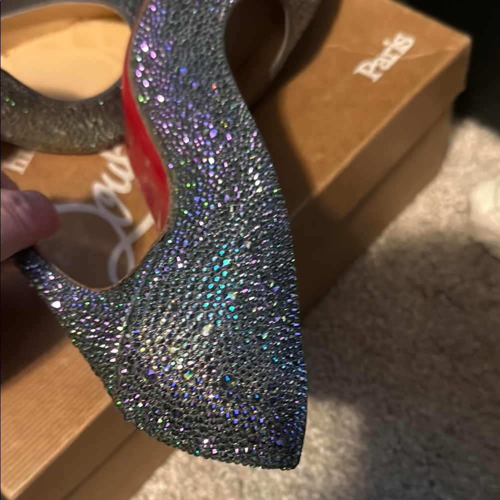 Louboutin Pigalle 100 Surde Silver High Heels - Picture 9 of 12
